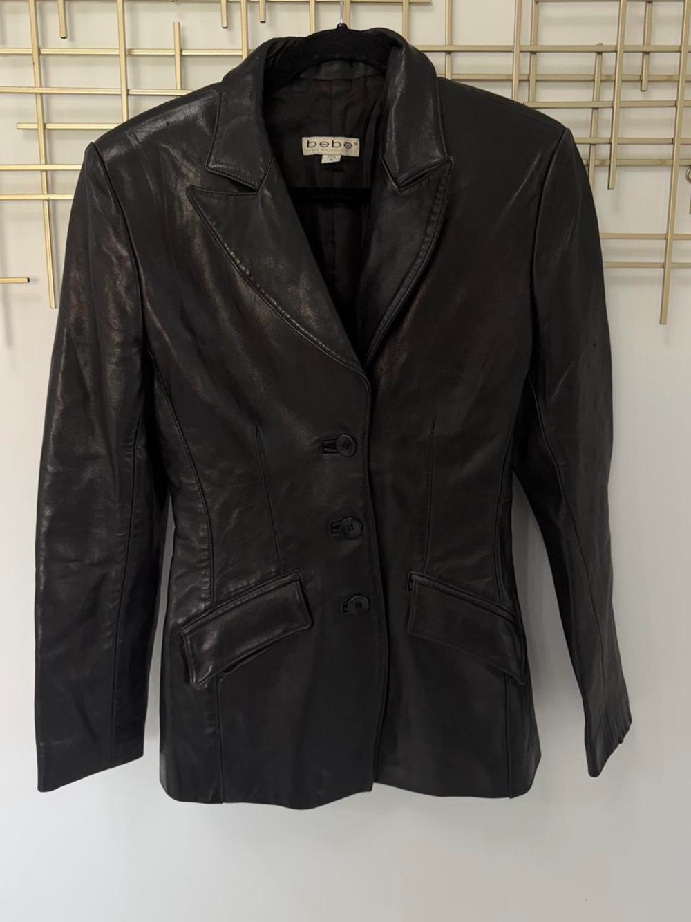 Vintage bebe Black Leather Blazer Jacket